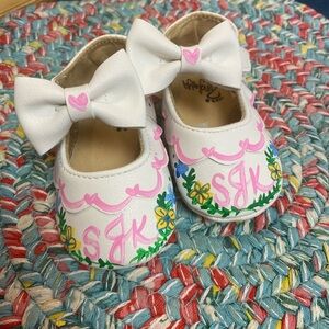 Custom Hand-Painted White Baby Shoes